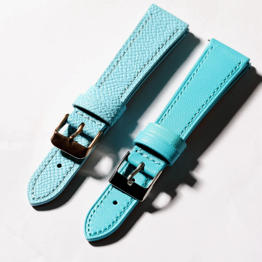 Handmade Blue Genuine Leather Vintage Watchband with Quick Release