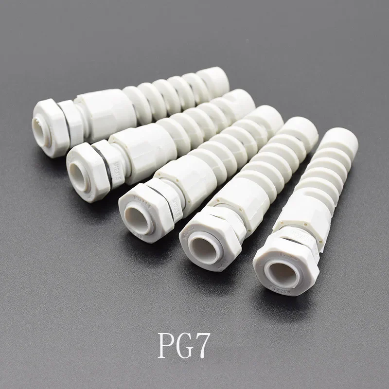 5pcs IP68 Waterproof M12 PG7/PG9/PG11 Cable Gland Connector Plastic Flex Spiral Strain Relief Protector For 3.5-6mm Wire Thread