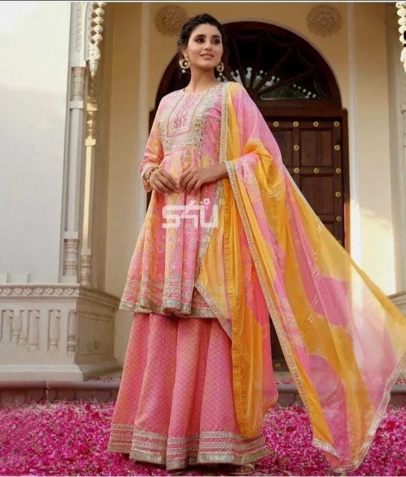 

Diwali Special Sharara Kurta Dupatta Wedding Salwar Kameez Designer Palazzo Suit