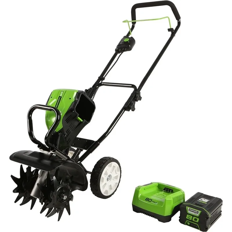 

10-дюймовый культиватор Greenworks Pro 80 в с батареей и зарядным устройством 2 Ач