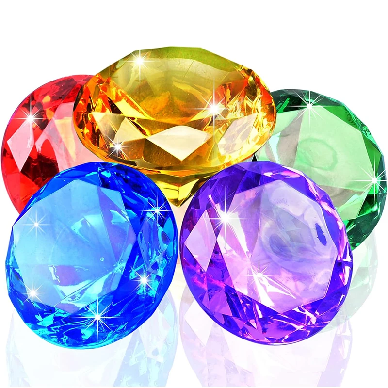 2개입 특대형 아크릴 다이아몬드 보석 60MM 랜덤 색상 해적 보물 파티 선물 어린이 생일 할로윈 선물