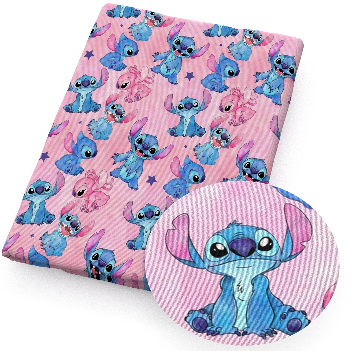 Tela de Lilo y Stitch de Disney, tejido de poliéster 145 algodón, Material de costura, acolchado, manualidades, 50 x 100% cm