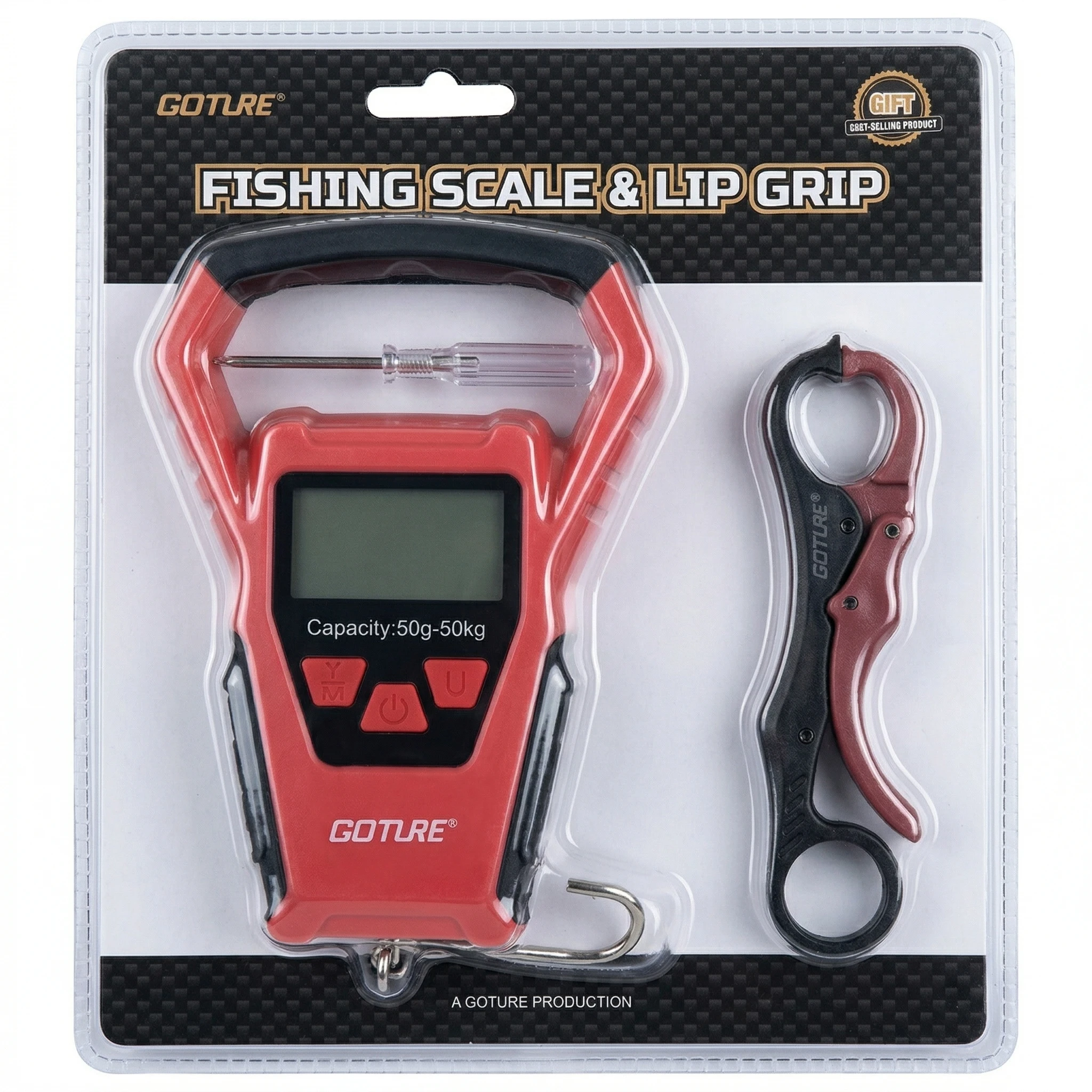 Balance pêche digitale Goture 50kg avec poignée et règle 1m - Balance LCD portable pour voyage et pêche précise