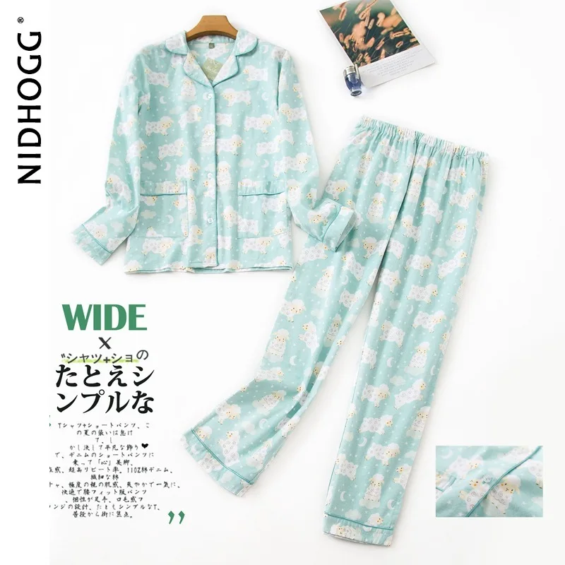 Long Sleeve Pajamas for Women 100% Cotton Plaid Red Sleepwear Lapel Casual Print Set 2 Piece Plus Size Pijamas Home Clothes women pajamas set,cotton pajamas set