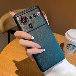 Lychee Pattern PU Leather Anti - Fall Case with Full Lens Protection for ZTE nubia RedMagic Z80 Ultra (Black)