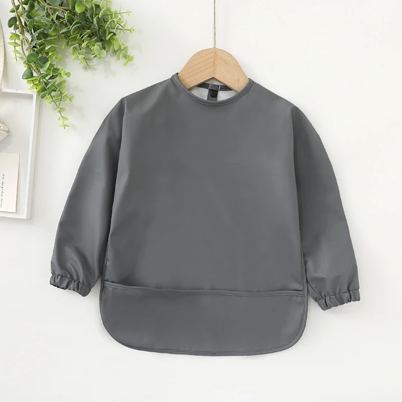 

N80C Feeding Drooling Bib Apron with Pocket Reusable Waterproof Art Smock for Eating