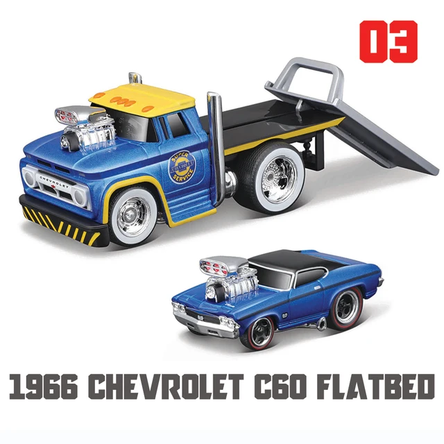 Maisto 1:64 1950 Ford 1966 Chevrolet 1999 Nissan American classical muscle car die-casting model collection gift gift - 1966 Chevrolet C60-496