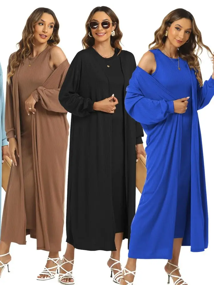 

Niqab Саудовская Аравия 2 штуки abayas для женщин Рамадан кимоно Abaya набор молитвенная одежда ислам женское платье