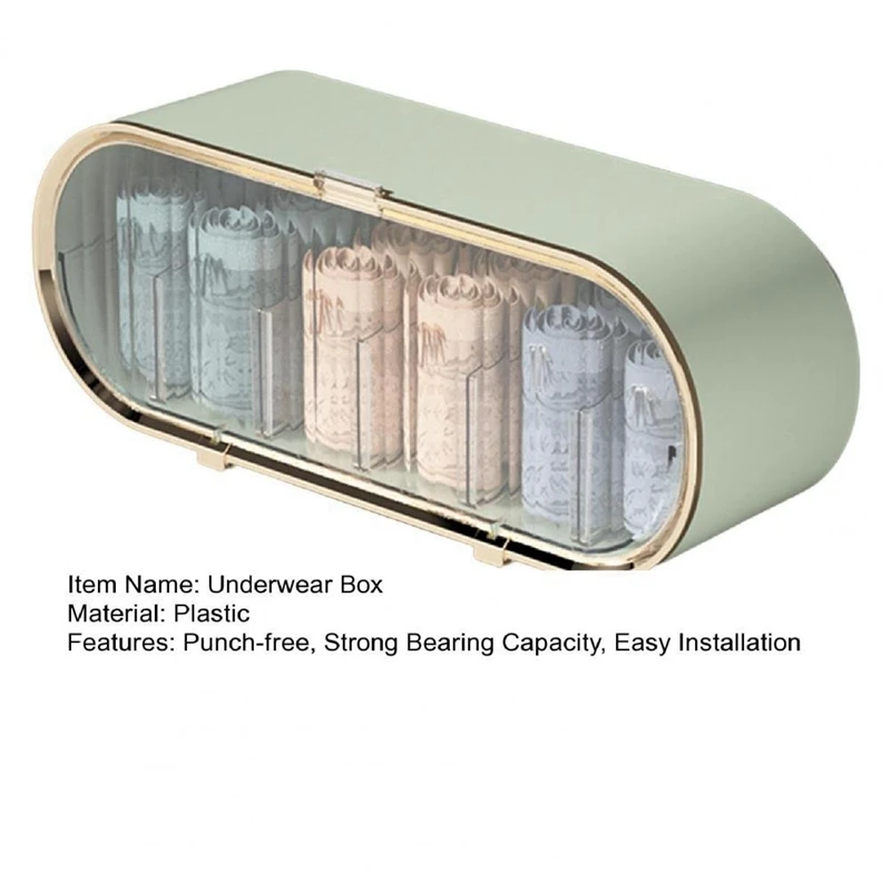 X50A-Underwear Storage Box Socks Briefs Bras Panties Holder Wall Mounted Multi-Grids Movable Baffle Capacity Dustproof 5