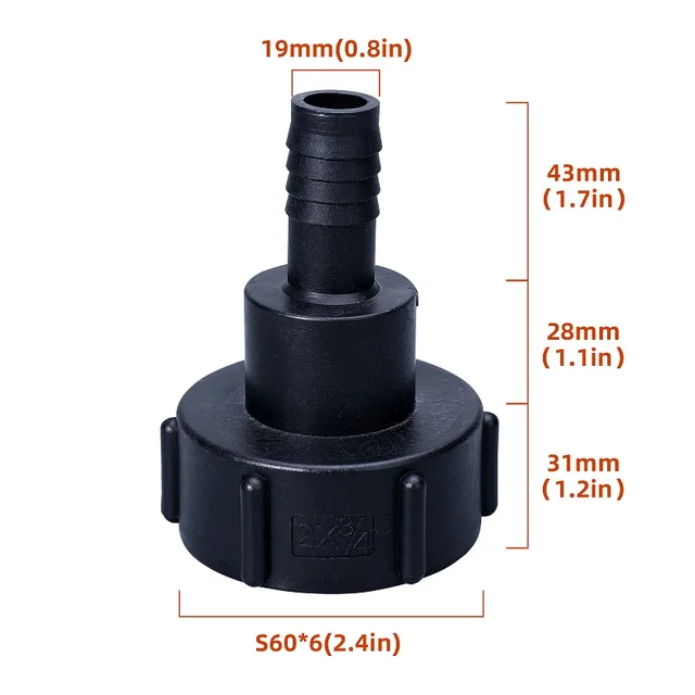 Műanyag Ibc Tartály -Adapter S60*6 - 1/2 ' 3/4 1' Tömlőcsatlakozó Tartós Kerti Tömlőcsere -Helyettesítő Szerelvények - Image 2
