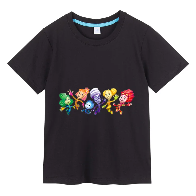 

Детская футболка с принтом The Fixies, летняя футболка с коротким рукавом для мальчиков и девочек, топы, Повседневная хлопковая детская одежда 100%, футболки в подарок