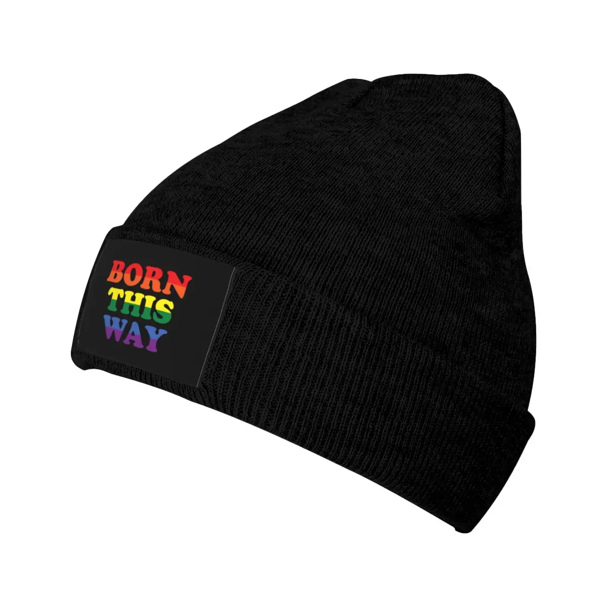 

Born This Way Knit Hat Beanies Winter Hats Warm New Intersex LGBT Pride Rainbow Cap Men Women Gift