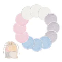 Reusable Bamboo Fiber Makeup Remover Pads 12pcs/Pack Washable Rounds Cleansing Facial Cotton Make Up Removal Pads Tool 2