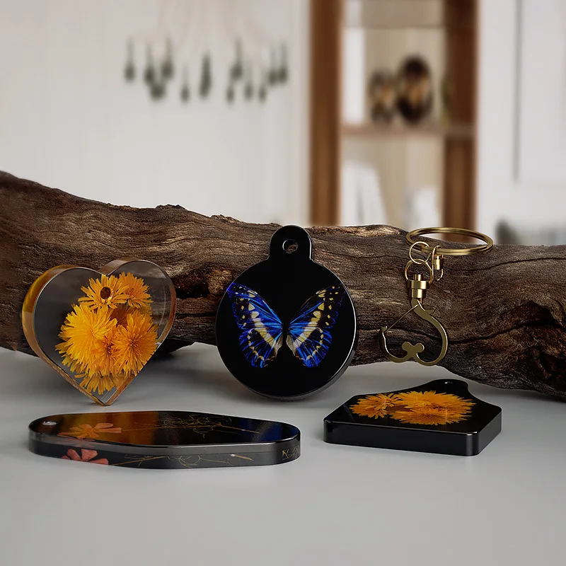 DIY Silikonformen Für Schlüsselanhänger – 14-teiliges Set Mit Runden Harz-Gießformen & Anhängern, Perfekt Für Epoxidharz, Schmuck, Untersetzer & Kreative Geschenke