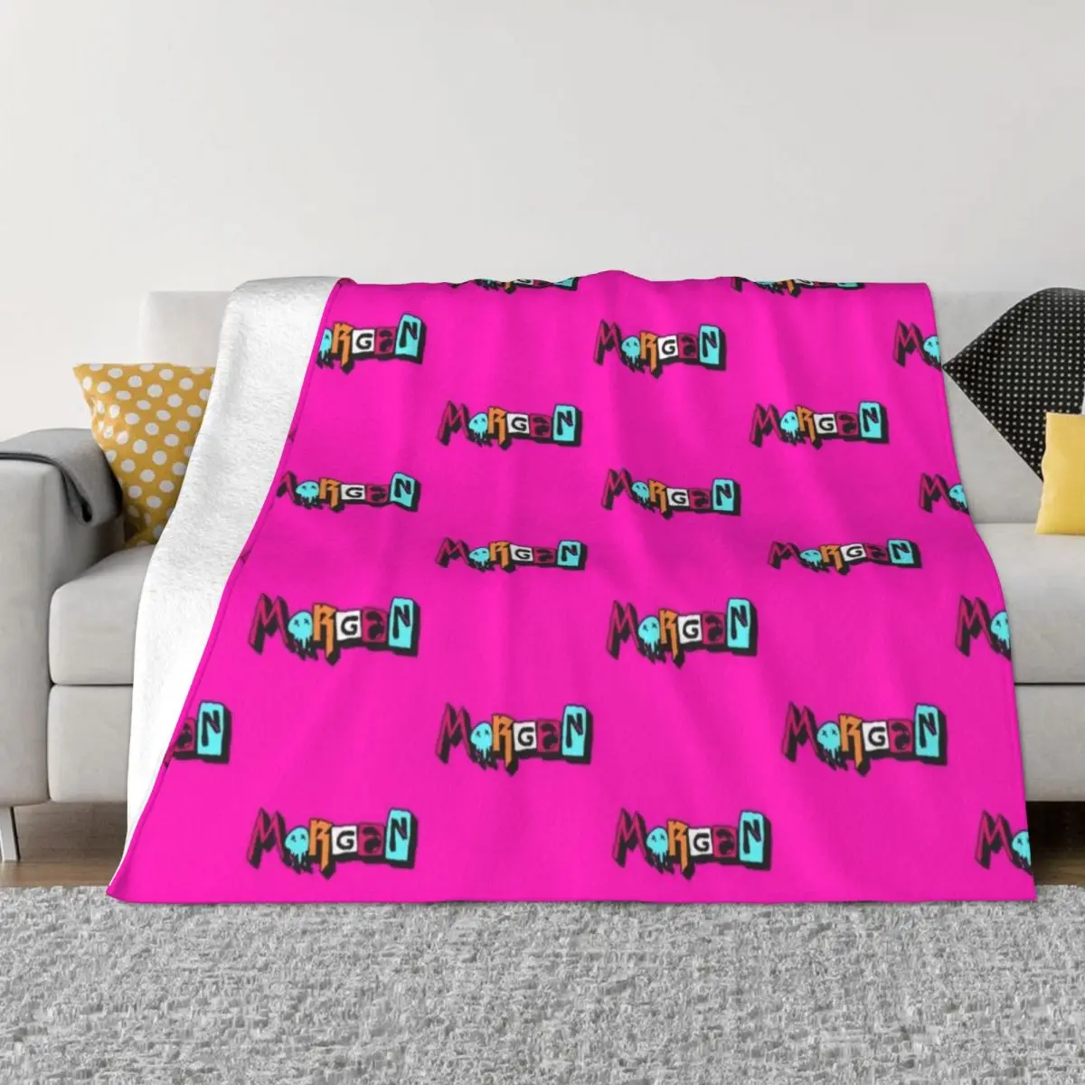 

MORGAN Custom Text Birthday Name Throw Blanket Summer Vintage Decorative Sofa Blankets
