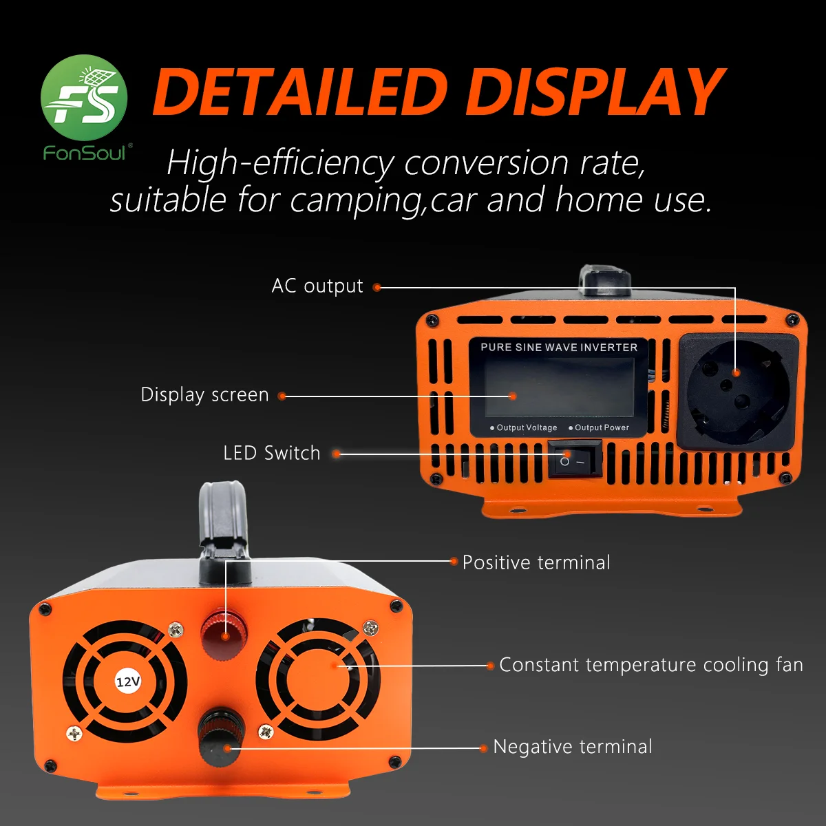 3000W 순수 사인파 인버터 12V  220V 50Hz 가정용 비상 조명용 고효율 차량 전력 변환기 거리 판매용