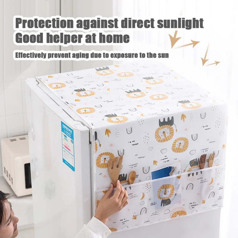 Peva Household Refrigerator Dust Cover Waterproof Oilproof Refrigerator Cover Towel Home Fabric Printing Dust Bag