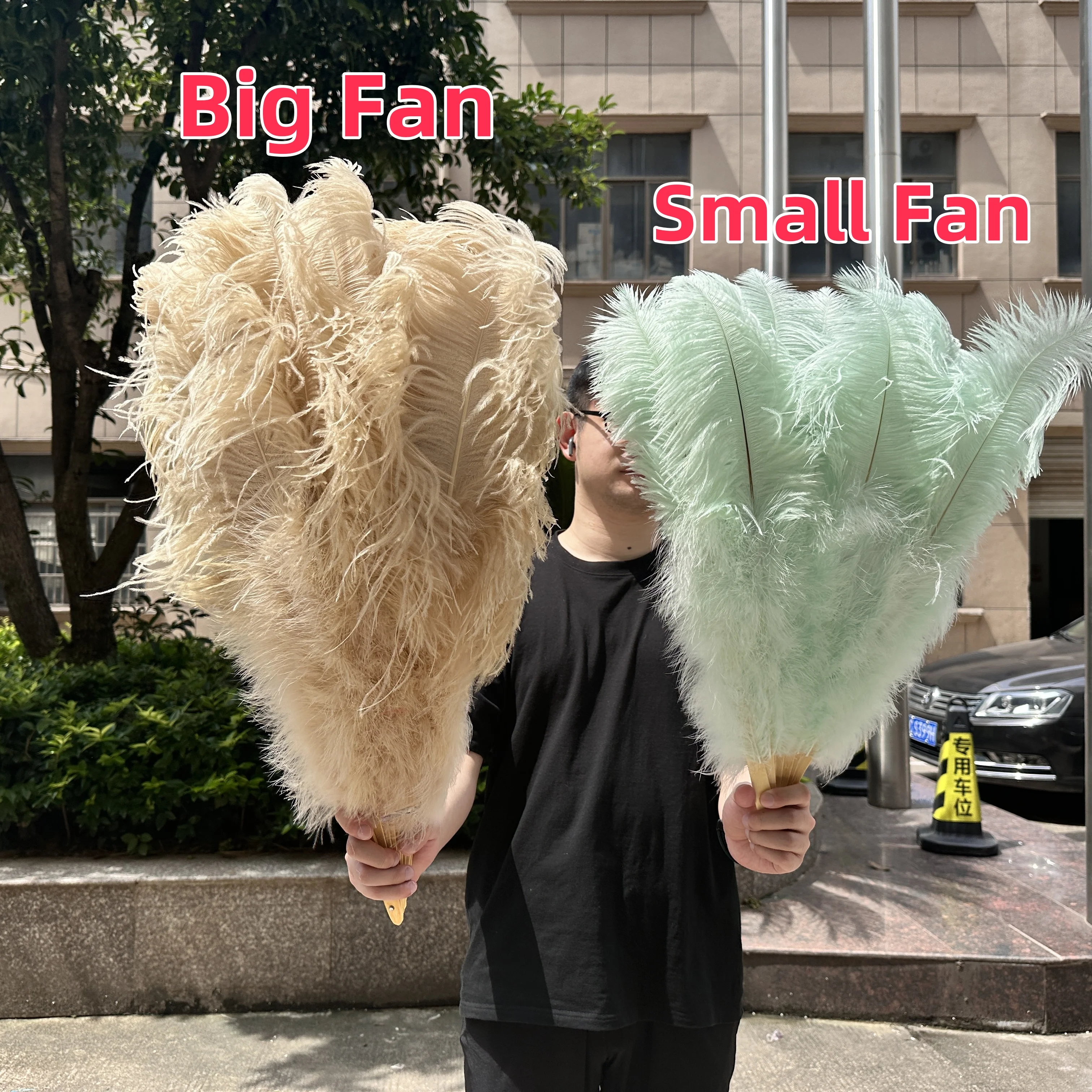 

1/2 шт. веер из страусиного пера мятно-зеленого цвета, 13 костей, 100/130 см, пушистое перо, Ручной Веер для карнавала, реквизит для выступлений на сцене