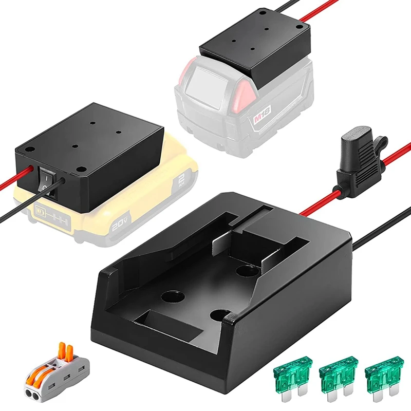 Power Wheel Adapter For Dewalt 20V M18 Battery,Fuse&Wire Terminals,Recessed Switches&Use 12