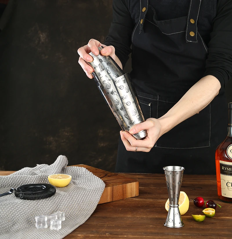 frete grátis cocktail shaker boston peças ponderada ponderada profissional bartender barra ferramenta