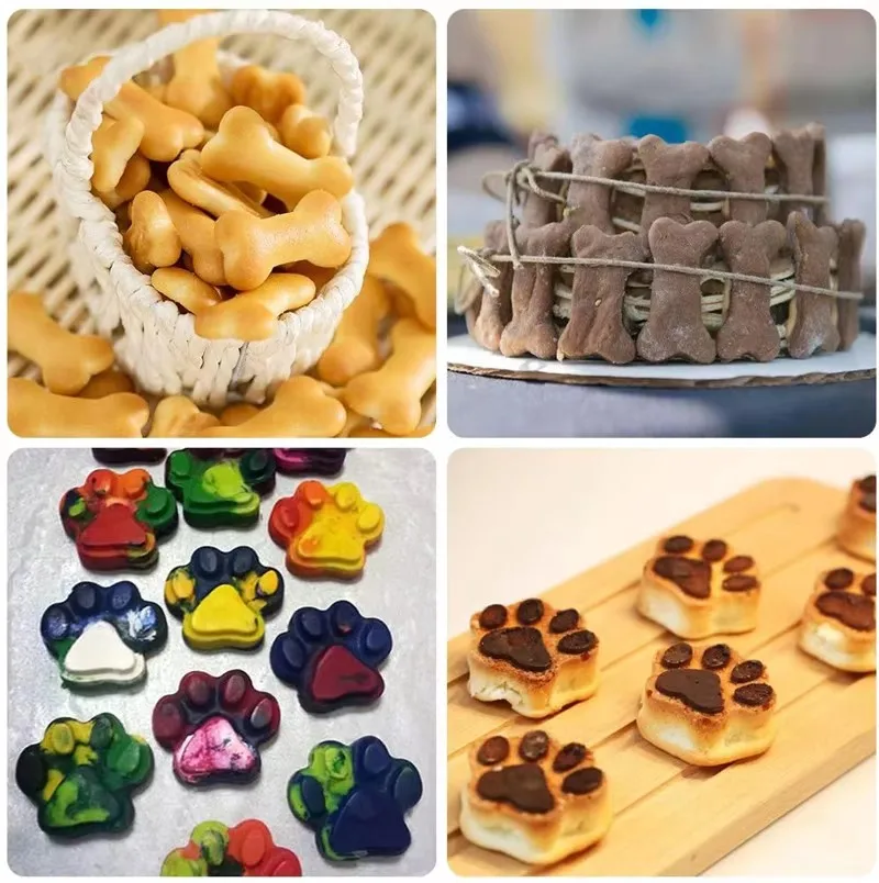 Cat Feet and Bone Shape Soap Mold Silicone Pet Treat Molds Soap Chocolate Jelly Candy Mold DIY Cake Decorating Baking Molds