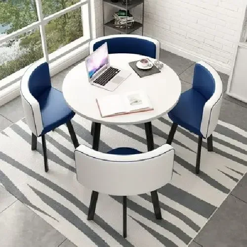 thumbnail image 1 of Juego de mesa de comedor, mesa redonda sencilla e informal para recepción y oficina, conjunto para sala de estar, muebles de Mesas de comedor de lujo con 4 sillas, 1 of 4