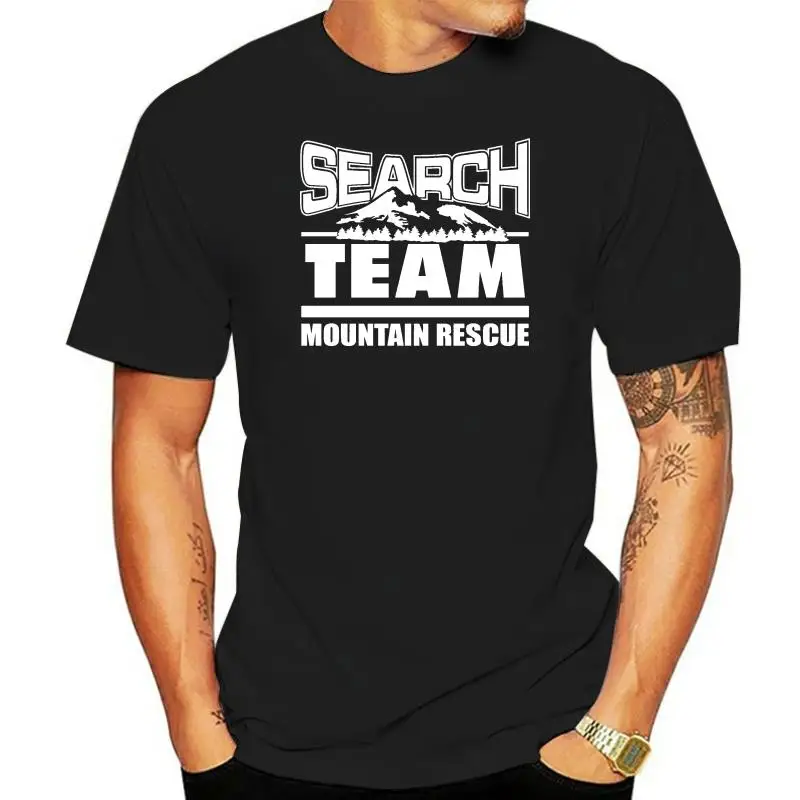 2024 Men T Shirt Fashion SAR -Search  Rescue MOUNTAIN RESCUE TEAM Screen Printed T-Shirt BLACK T Shirt