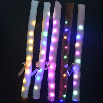 50 cm luminoso illuminato coda di animale volpe code di gatto puntelli per costumi gioco di ruolo festival di nozze bagliore bianco nero