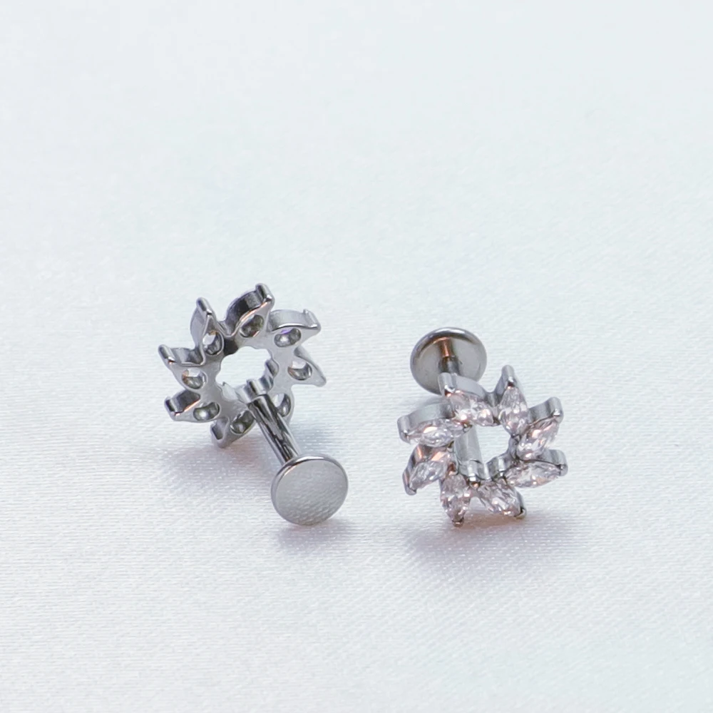 G23 Titanium Lip Piercings Clicker Tragus Small Spiral Circle 16G Cartilage Spiral Zircon Hinged Segment Ear Stud Daith Helix