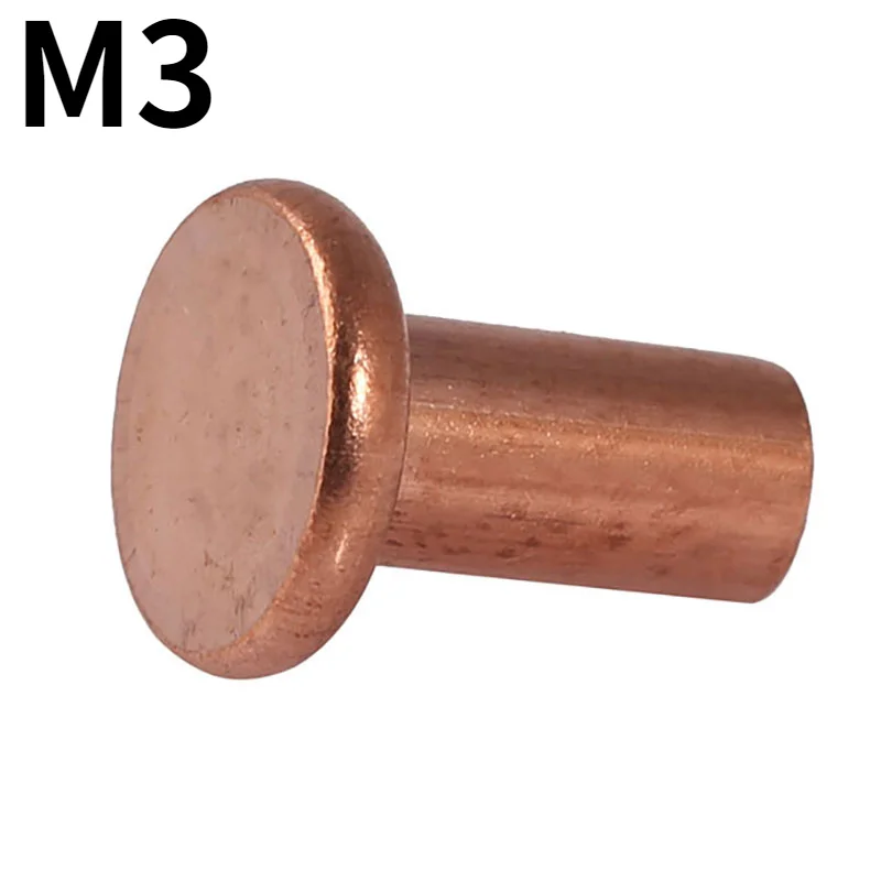 M3 Copper Flat Head Rivets 30pcs Flat Head Solid Copper Rivets rivets and fasteners,rivets and screws
