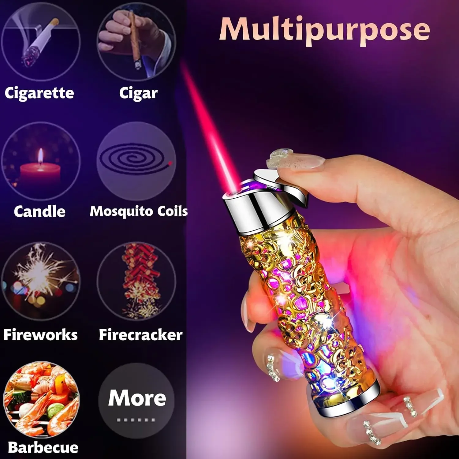 Embossed Dragon Torch Lighter - Refillable Windproof Jet Flame Gift Edition