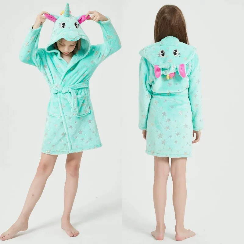 Child Bathrobe Flannel Pajamas For Girls Boys