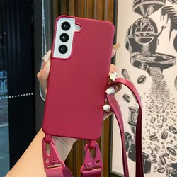 Silicone Soft TPU Crossbody Lanyard Phone Case - Sleek and Protective Back Cover for Galaxy A18 (Wine Red)