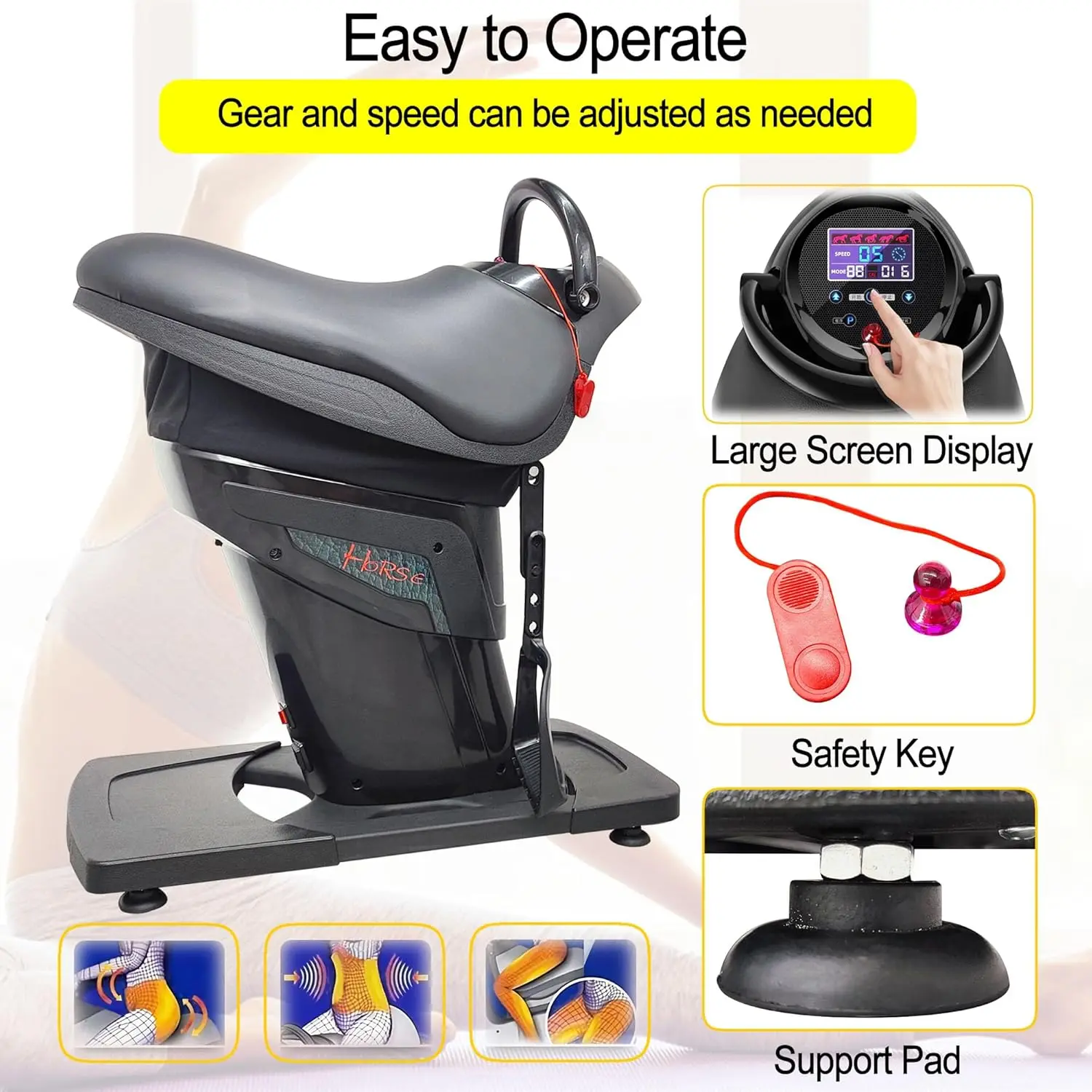 Horse Riding Machine, Horse Riding Abdominal Exercise Machine, 110V Horse Riding Aerobic Weight Loss Artifact, Fitness Equipment