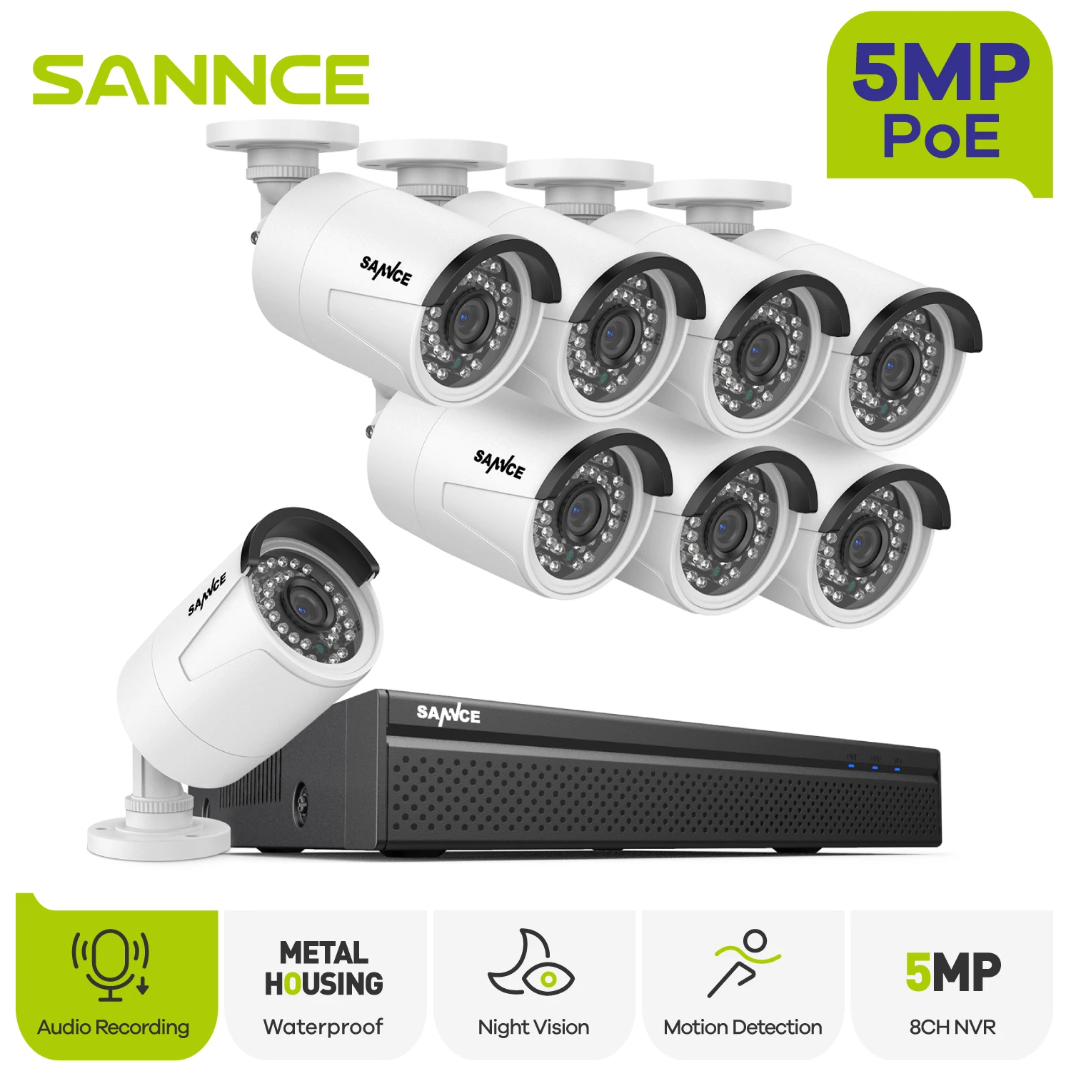 Tanie SANNCE 5MP POE kamery do monitoringu System 8CH H.264 +