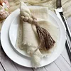 6pcs 32x32cm Gauze cotton Wedding Napkins Reusable Blue Trim Tea Towel Rustic Retro Burrs napkins For Dinner,Party,Weddings 5