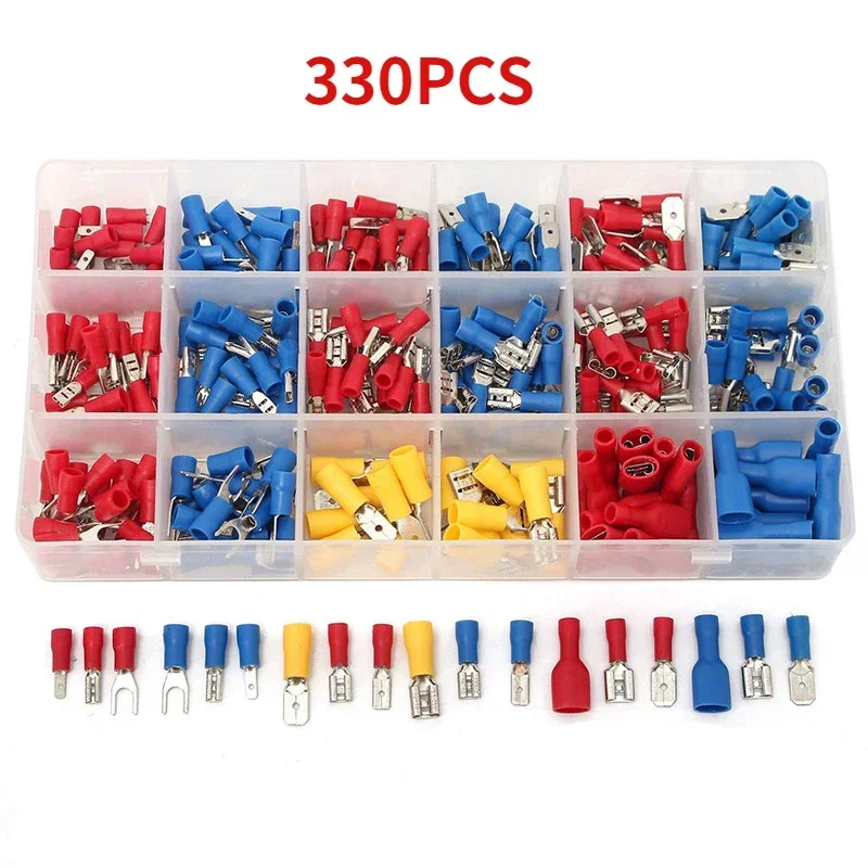 

BLUSUNSOLAR 330pcs Boxed Cold Pressed Terminal Block, Male and Female Pre Insulated Terminal Block Set