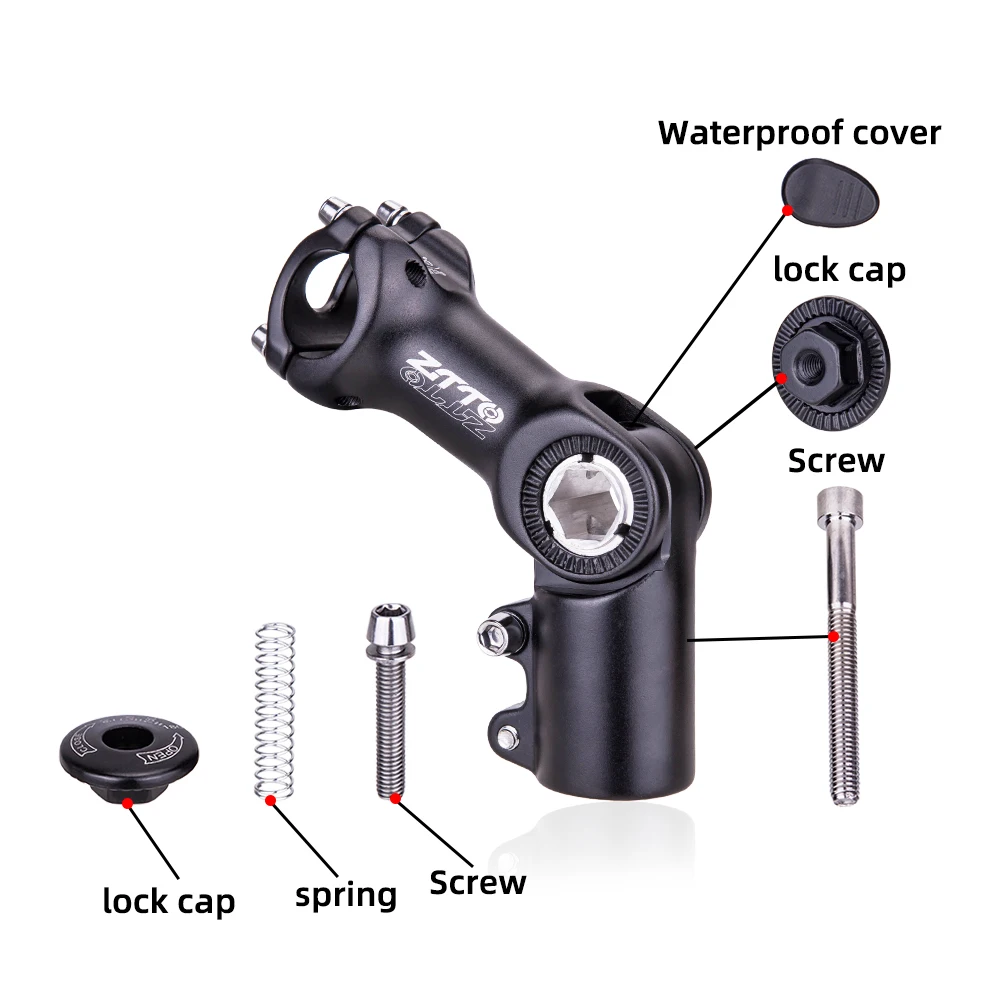 ZTTO Adjustable Riser Stem Bicycle, 0 180 Degree Rise Extender Rod For 31.8 25.4mm Handlebar MTB Road Bike 60 80 90 100 110mm - Image 2
