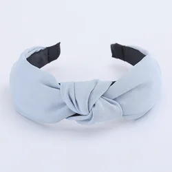 Elegant Solid Twill Knotted Headbands (Baby blue)