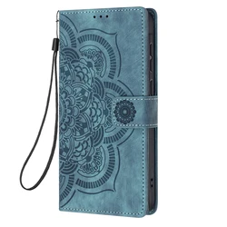 Elegant 3D Flower Leather Phone Wallet Case Cover - Galaxy A17 (CY - M - blue)