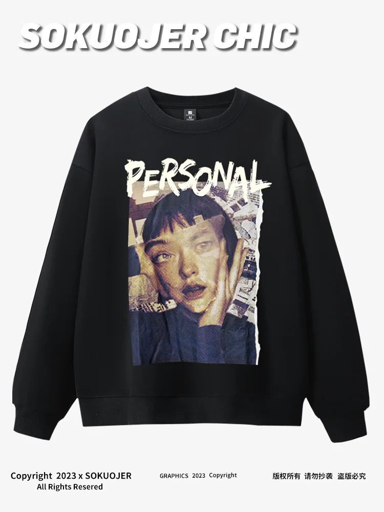 CGC Fashion Round Neck Pullovers Sweatshirts Women Pure Cotton y2k Hoodie Casual Spring Loose Print Sweatshirts y2k Style Top