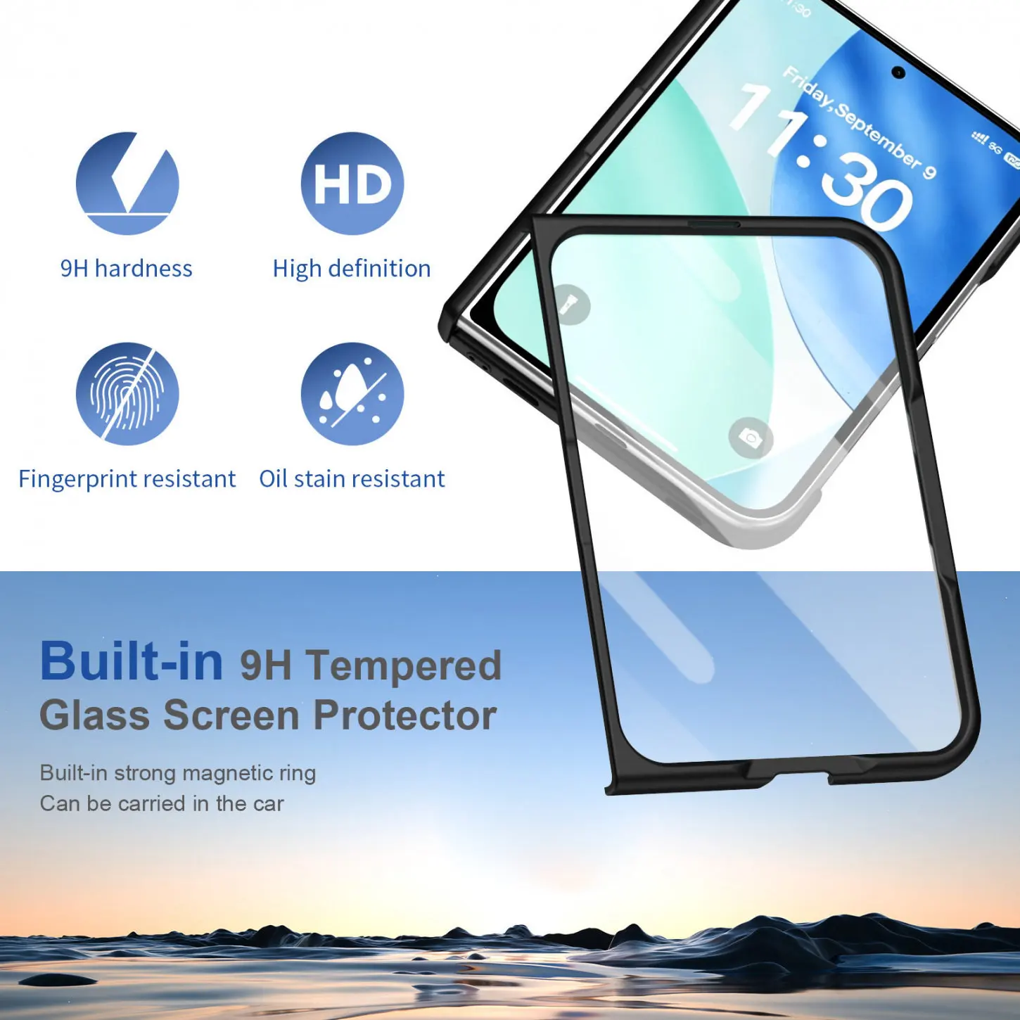 Premium Magnetic Wireless Charging Case with Built-in Screen Protector and Frosted Cover