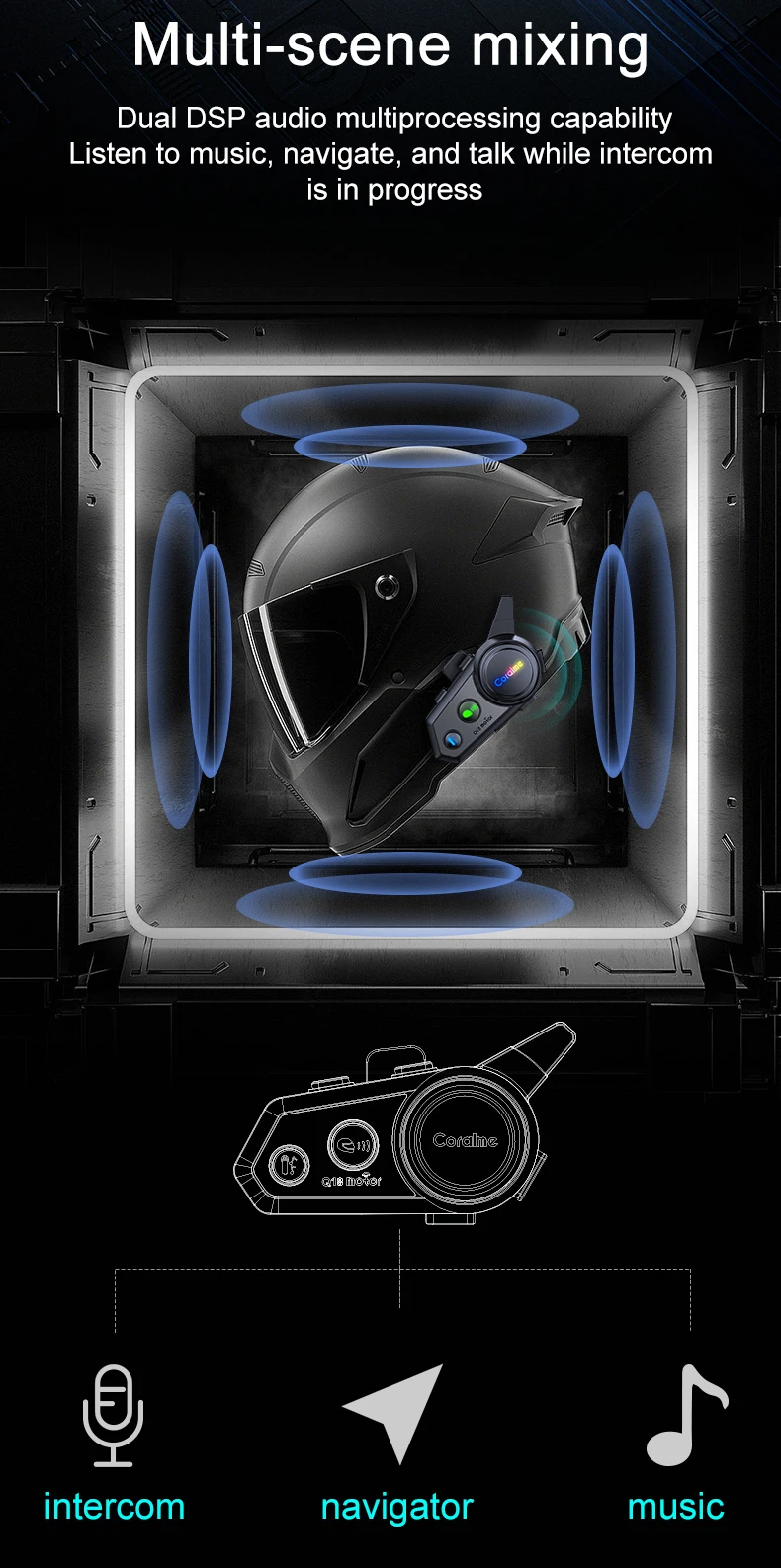 Bluetooth Intercom Headset For Motorcycle Helmets Ipx6 Waterproof_voghion.com