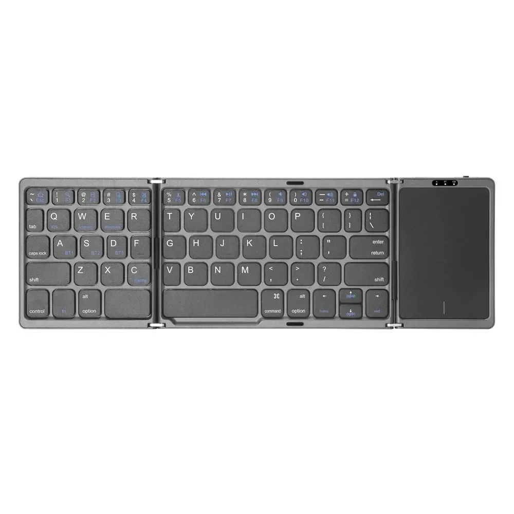 Mini tastiera wireless pieghevole a 3 sezioni con doppio Bluetooth e touchpad per Windows, Android, iOS, iPad e telefono._voghion.com
