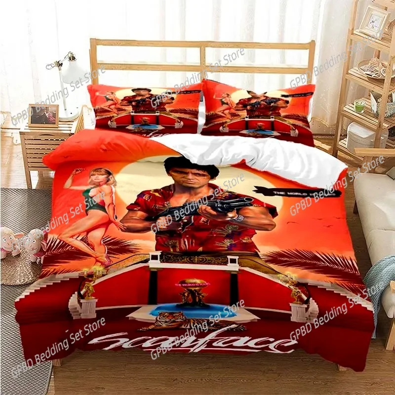Tony Montana Scarfaces Bedding Set Boys Girls Twin Queen Size Duvet Cover Pillowcase Bed Kids Adult Home Textileextile 3