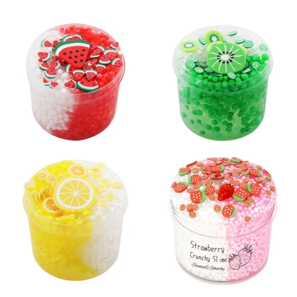 70ml Crystal Slime Foam Ball Glitter Clear Slime Set Strawberry Kiwi Stress Relief Kit