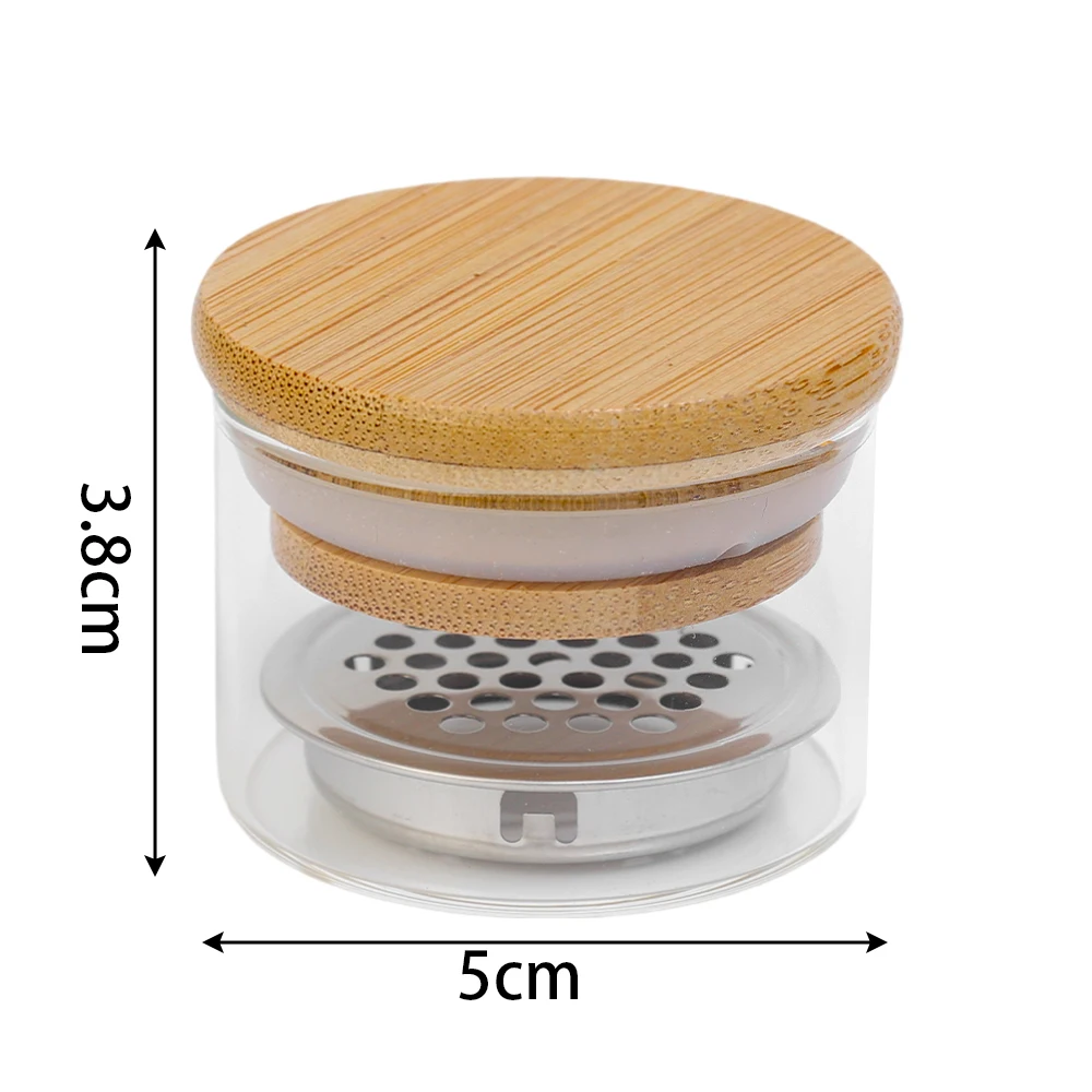 4/1Pc Nail Glitter Wash Pen Cup with Wooden Lid Glass Crystal Cup Stainless Steel Mesh Filter Sequin Phototherapy Brush Tool