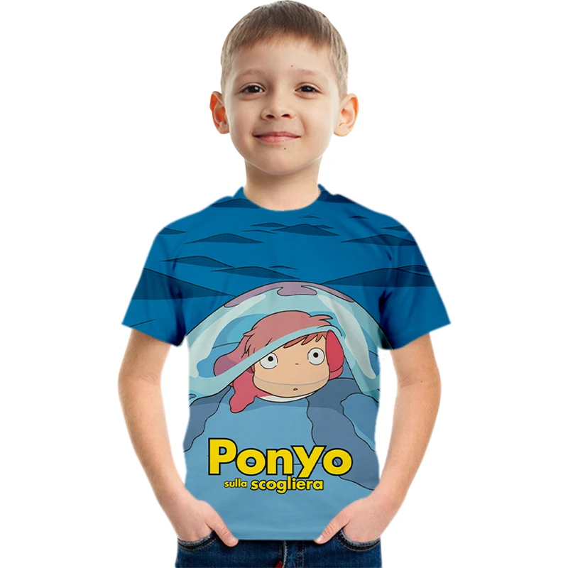 cute T-Shirts Japanese Anime T-shirt Kids Girls Clothes Spirited Away 3D Print T-shirt Tonari No Totoro Ponyo On The Cliff T Shirt teenager T-Shirts luxury