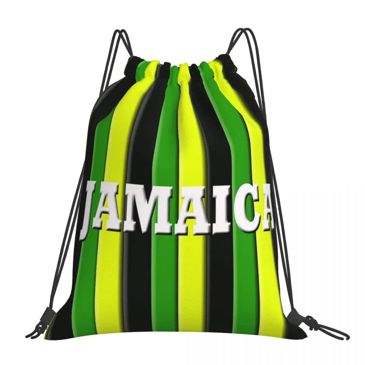 

Jamaica Stripe Flag Colors Backpack Portable Drawstring Bag Drawstring Bundle Pocket Sports Bag Book Bags For Man Woman Students