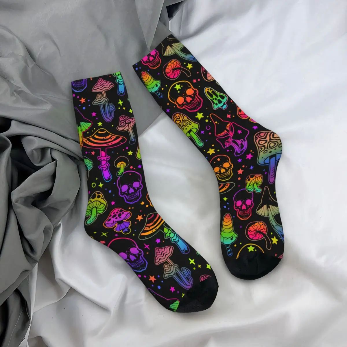 

Winter Warm Fashion Men's Women's Bright Poisonous Mushrooms Skulls Socks Psychedelic Non-slip Basketball Socks